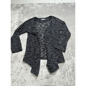 Young USA Women's Sweater Cardigan‎ Open Knit Long Sleeve Gray White In EUC